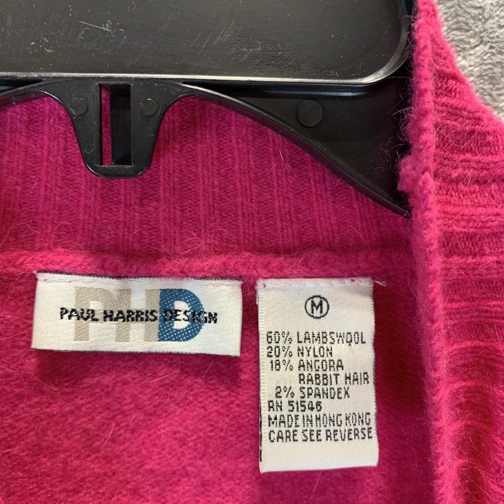 VTG‎ Paul Harris Design Women's Sweater Mock Neck Wool Angora M Hot Pink Vintage